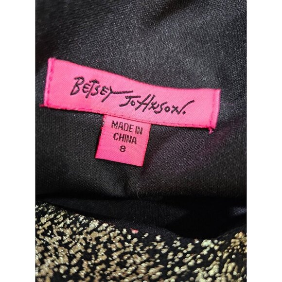 NWT Women's Betsey Johnson Black and Gold Pencil Dress Size 8 - Picture 6 of 10